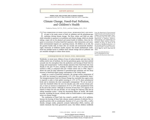 Climate Change, Fossil-Fuel Pollution, and Children’s Health